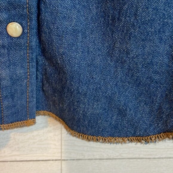 Wrangler +Staud Women's Denim Pearl Snap western cowboy button down sz Medium - Picture 8 of 14